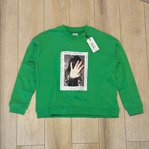 ZGY Denim Bright Green Oversized Graphic Sweatshirt L NWT